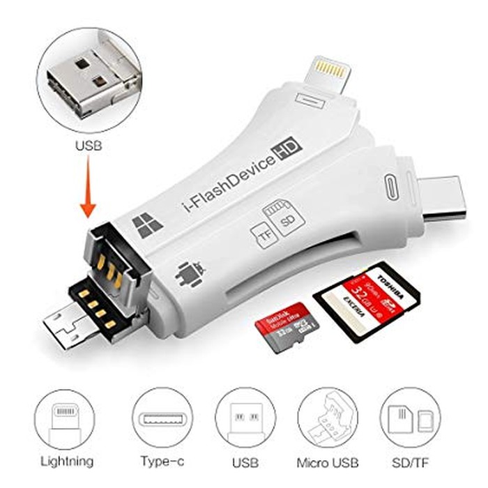 Đầu Đọc Thẻ Nhớ Micro Sd Tf Micro Usb / Lightning / Type