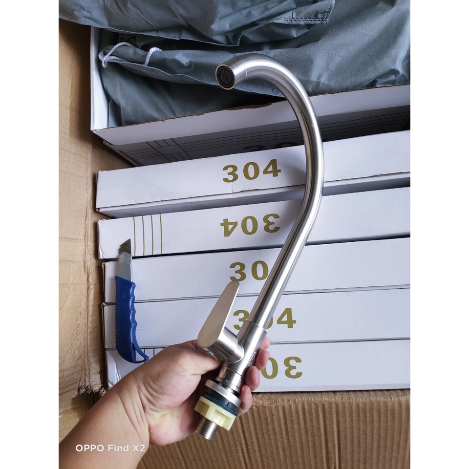 Vòi rửa chén bát Xoay Bi 360 độ inox 304 - Phi 24