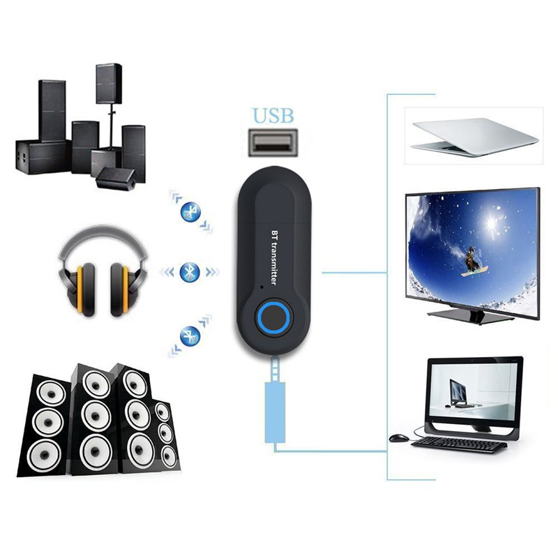 Bluetooth 5.0 Adapter Wireless Audio Bluetooth Transmitter Receiver for PC/TV/Car 3.5mm AUX Music RX Sender Adaptador