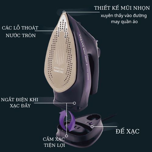 Bàn ủi bàn là hơi nước không dây SOKANY AJ-2085 (2400W) - Hàng chính hãng bảo hành 2 năm.