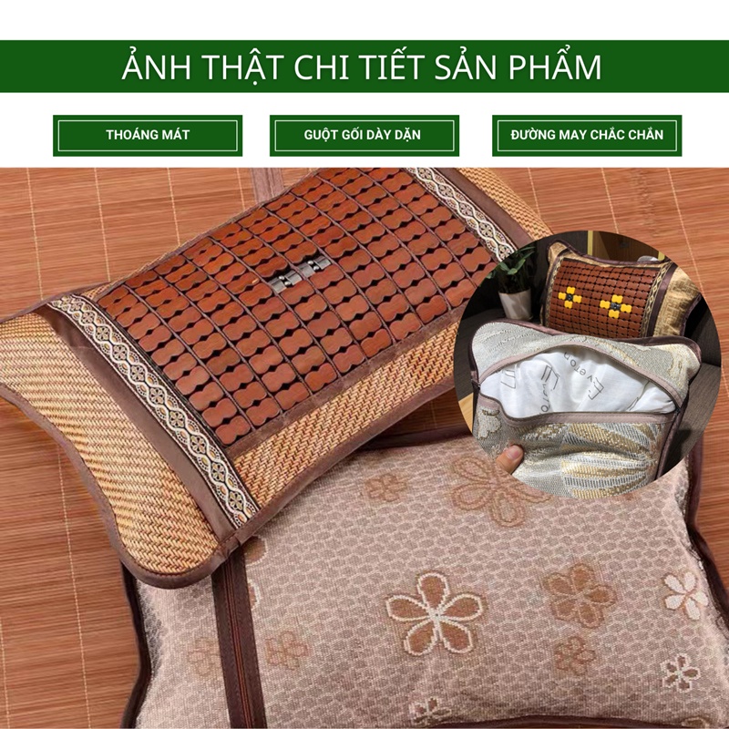 Gối Trúc Hạt HOMIES Bedding &amp; Décor Hạt Tre Trúc Tự Nhiên Hỗ Trợ Giảm Đau Vai Gáy, Thoáng Mát Mùa Hè - Kích Thước 30x50c