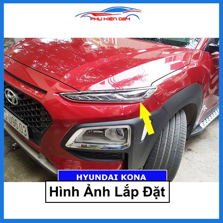 Ốp viền đèn pha hậu mạ crom Kona 2018-2019-2020-2021-2022 chống trầy trang trí bảo vệ xe