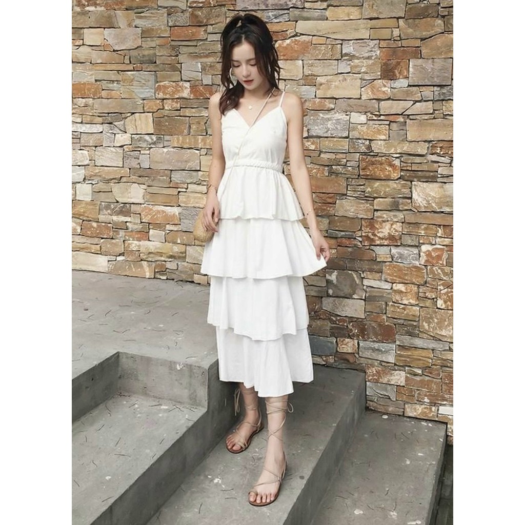 Đầm Maxi 4 Tầng Eo Chun 2 Màu - DM0085 | BigBuy360 - bigbuy360.vn