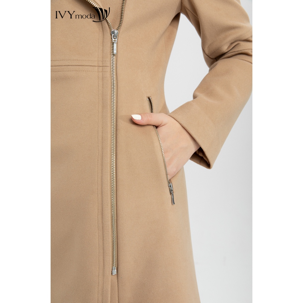 Áo khoác da lộn nữ dáng dài IVY moda MS 71M6202