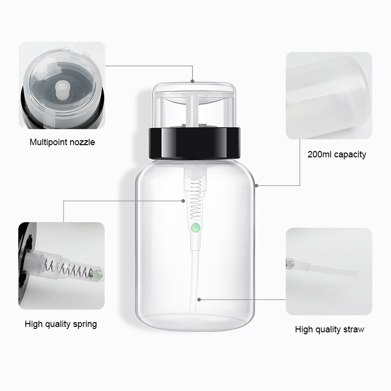 [Hàng mới về] Lọ Nhựa Rỗng 200ml Đựng Dung Dịch Tẩy Móng Tay