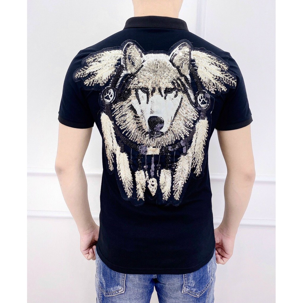 Áo Thun Cổ Trụ Đính Kim Sa (chất cotton 100% vải cực mát) | BigBuy360 - bigbuy360.vn