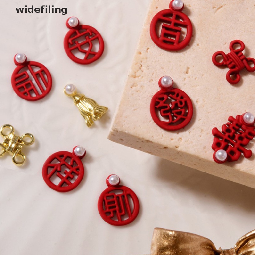 Phụ kiện trang trí móng tay đính ngọc trai nhân tạo thắt nút kiểu Trung Hoa mừng năm mới<br>