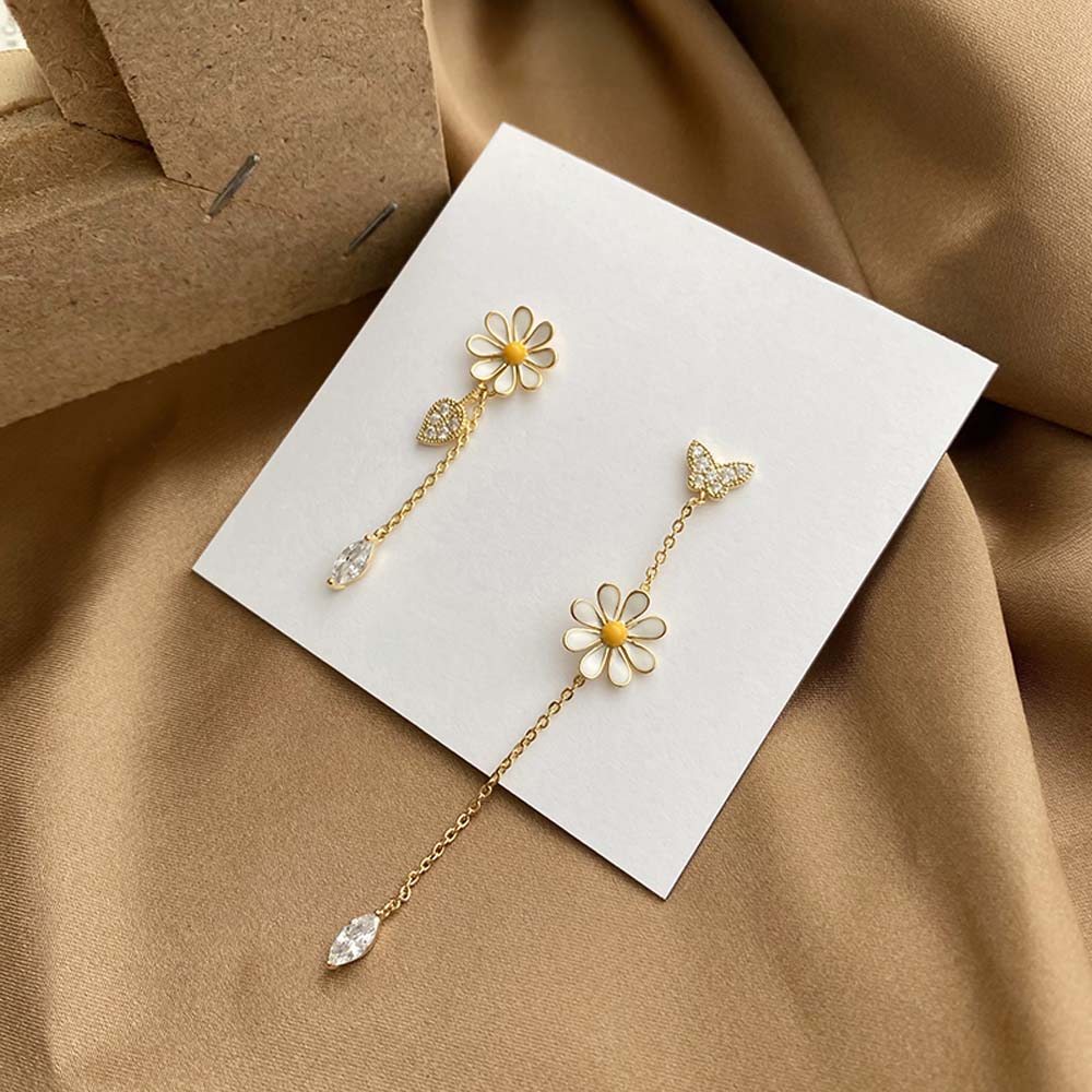 Bông Tai Dáng Dài Hình Hoa Cúc Xinh Xắn Cho Nữ