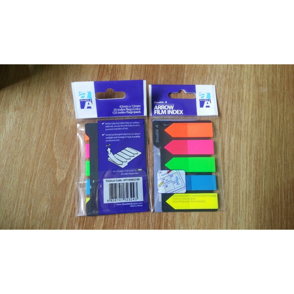 Giấy note mũi tên Double A giấy nhựa phân trang 5 màu dạ quang loại đẹp ANKICO