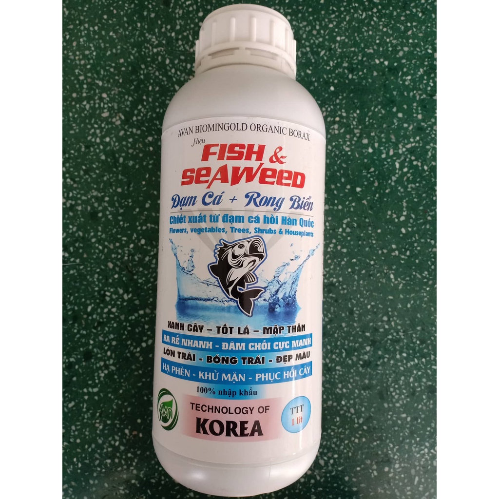 Fish & Seaweed 1L - Đạm Cá + Rong Biển - Chiết Xuất Từ Đạm Cá Hồi Hàn Quốc - Xanh Cây, Tốt Lá, Mập Thân
