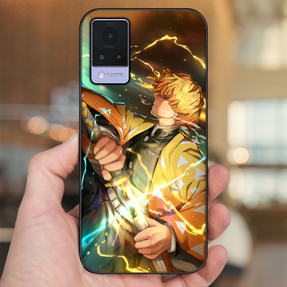 Ốp lưng Vivo V21 viền đen in hình Zenitsu Kimetsu no Yaiba