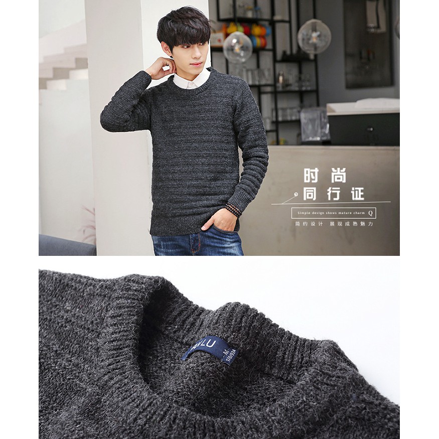 Áo len dệt kim cổ tròn dày mặc ấm - Mã số: AL1702