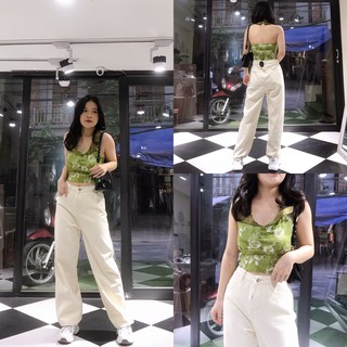 Áo kiểu nữ sát nách cổ yếm lụa chun lưng 1993S Boutique