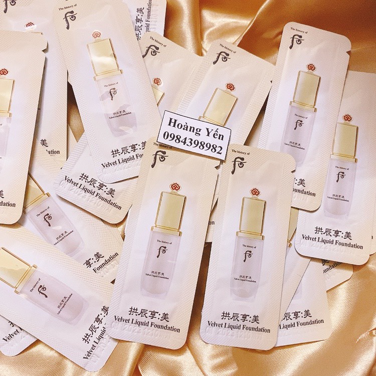 [10 Gói] Kem Nền Whoo Velvet Liquid Foundation Nâng tông sáng, che khuyết điểm