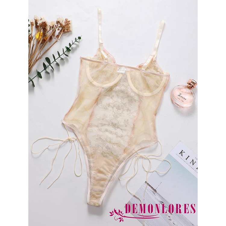 Bộ Đồ Lót Liền Thân Thêu Họa Tiết Gợi Cảm Cho Nữ