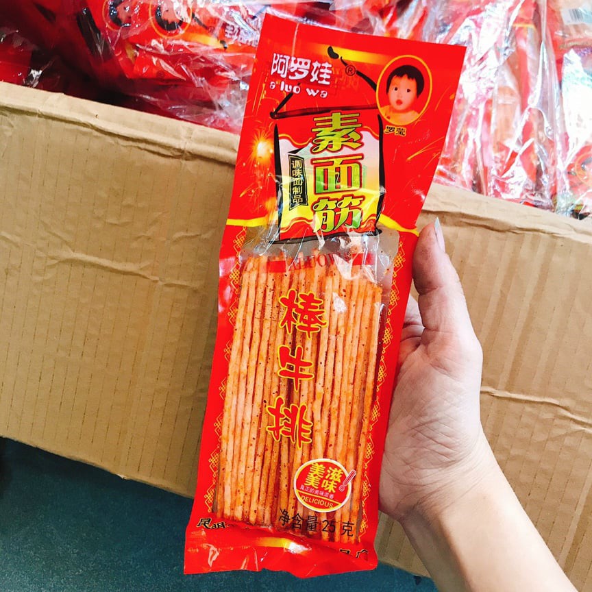 Bánh tăm cay bé gói mini que!