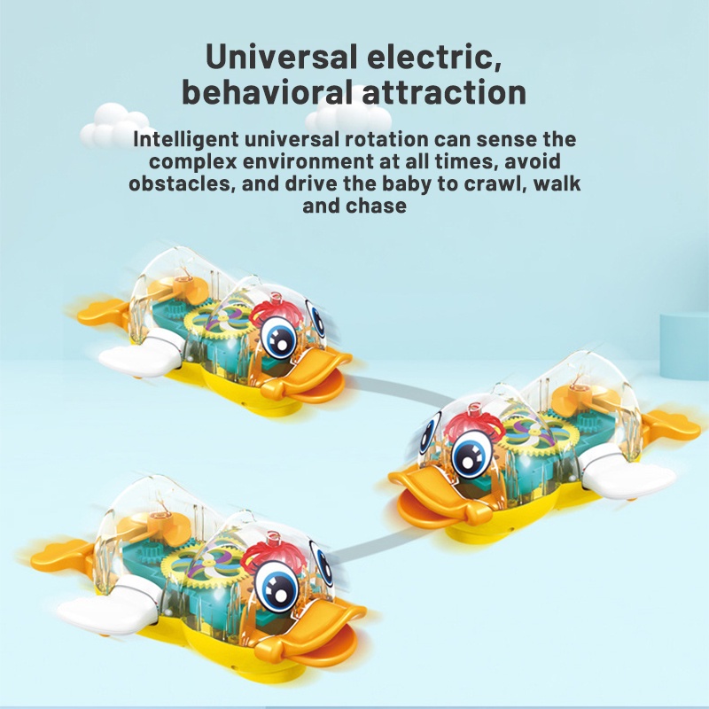 ZHAN QI TOYS Đồ chơi xe kiểu dáng chú vịt hoạt hình trong suốt có nhạc và đèn vui nhộn