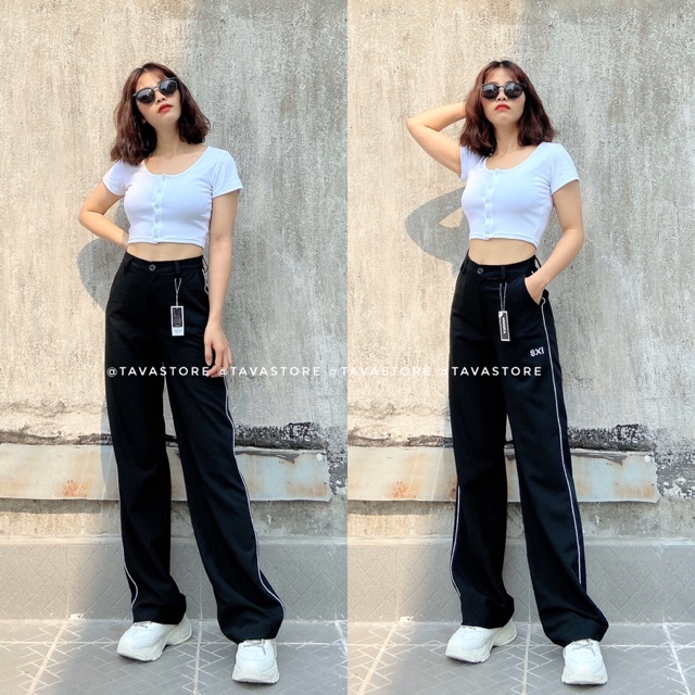 Quần suông đen - piping black pant
