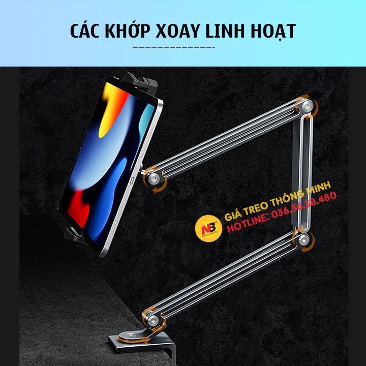 Arm nâng, tay nâng máy tính bảng kẹp cố định vào bàn P60 PLUS - kiêm giá đỡ kẹp giữ iPad, iPhone, Kindle