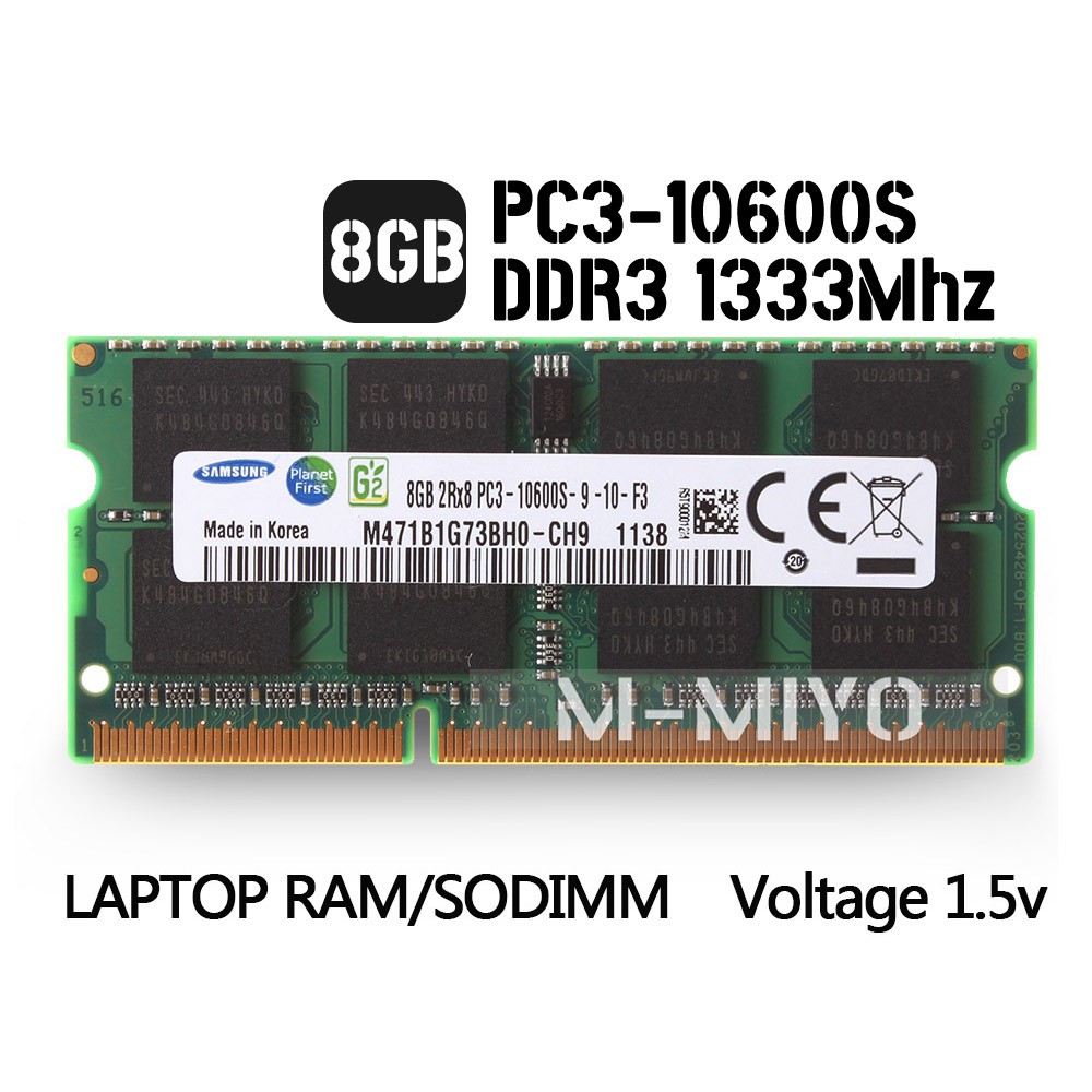 Bộ nhớ RAM dành cho máy tính xách tay Samsung 8GB 2RX8 DDR3 1333MHZ PC3-10600S 204PIN SO-DIMM