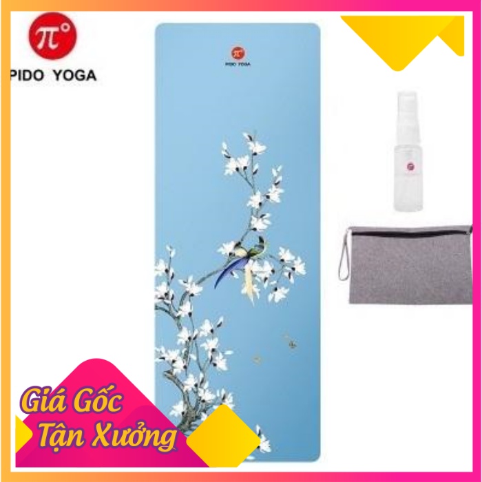 Thảm Yoga du lịch Cao Cấp Pido 1,5mm Chống trơn trượt - Tặng kèm túi đựng xếp vuông