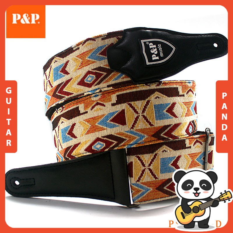 Dây Đeo Đàn Guitar P&amp;P Vải Cao Cấp 10 Mẫu Cá Tính Guitar Panda