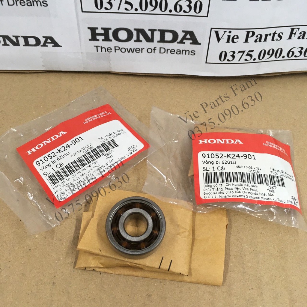 VÒNG BI 6201, BAC ĐAN BÁNH TRƯỚC XE GA HONDA  - HÀNG CHÍNH HÃNG HONDA