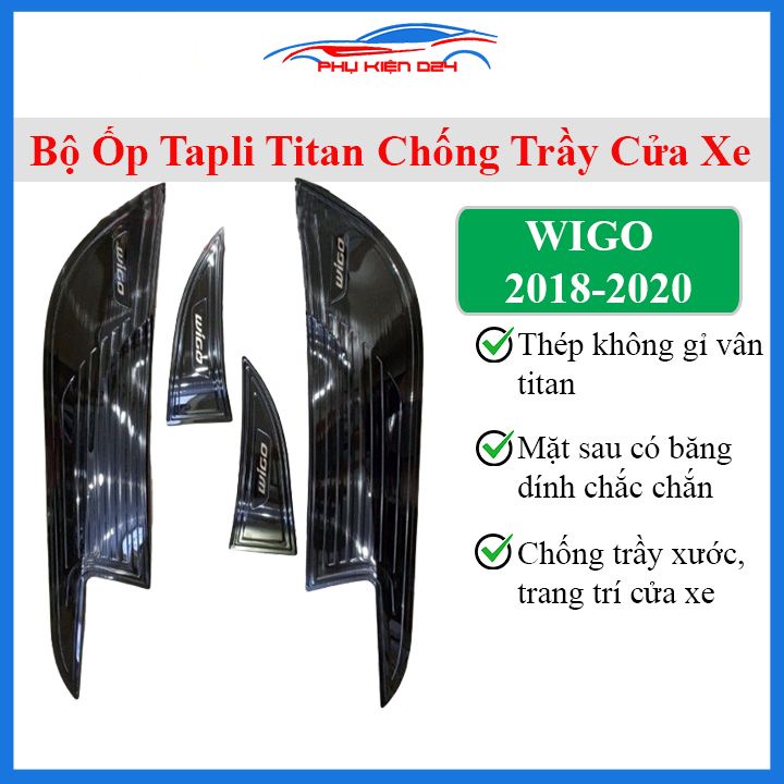 Ốp tapli Wigo 2018-2019-2020-2021-2022 vân titan chống xước va đập khi mở cửa và làm đẹp xe