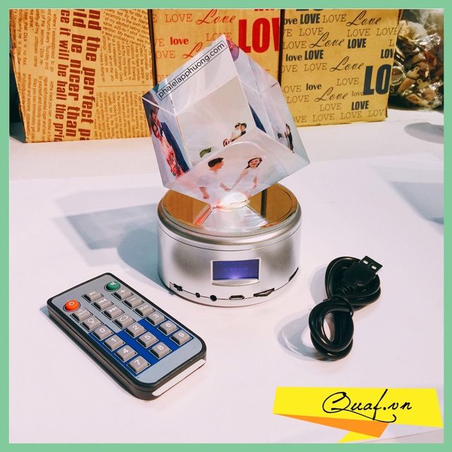 [MP4] Pha lê lập phương in hình ELATO MUSIC MP4 (đèn led, tự xoay, khe cắm thẻ nhớ, kết nối bluetooth)