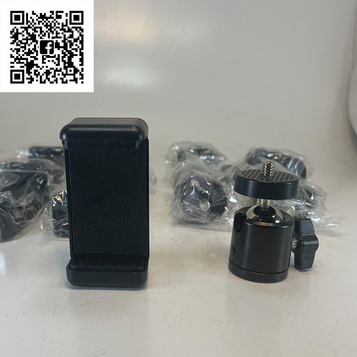 Trụ bi cầu xoay 360 và đầu kẹp điền thoại 2 đầu dành cho các loại tripod chân đèn livestream new
