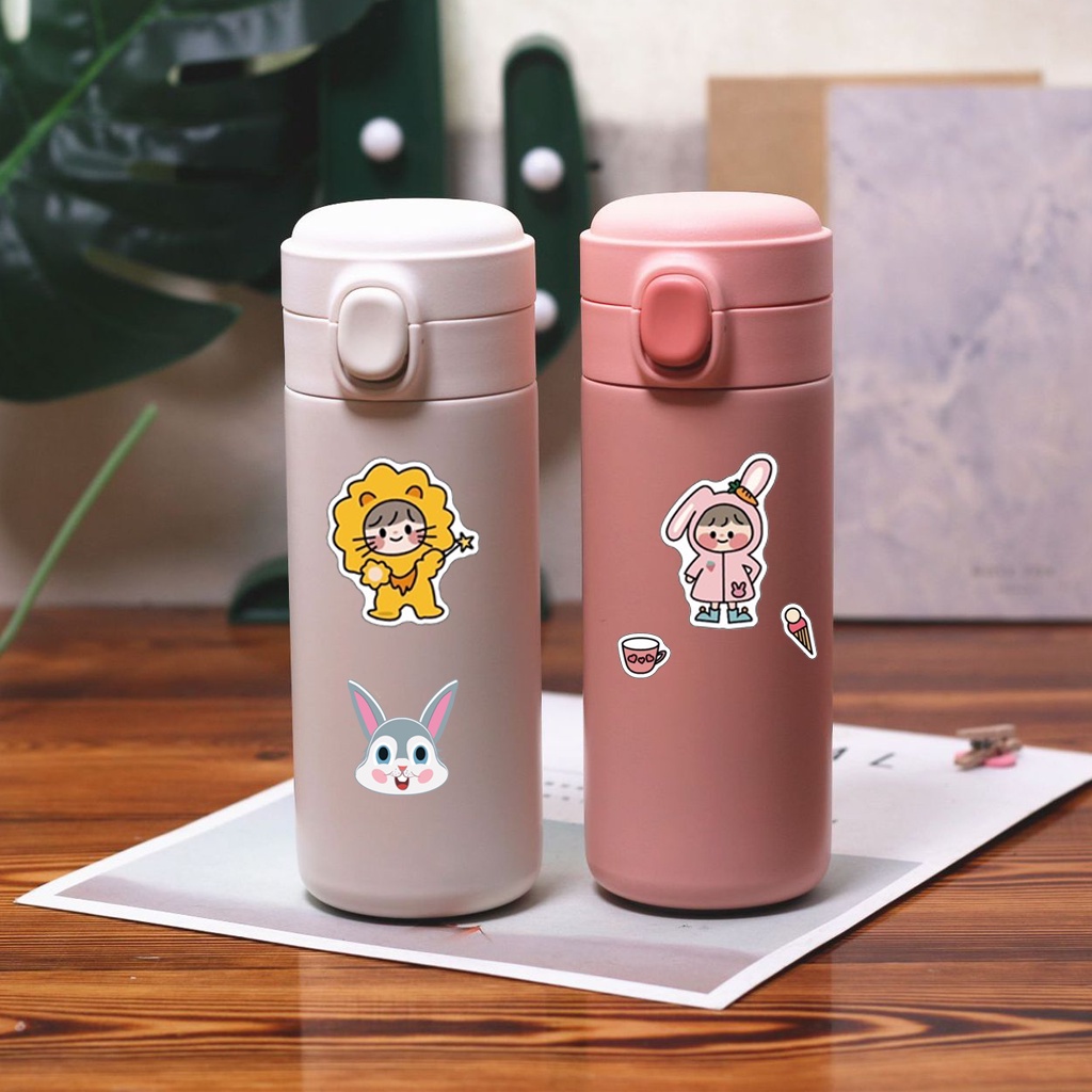Bình nước giữ nhiệt chất liệu inox 304 dung tích 400ml kèm sticker AGISAN