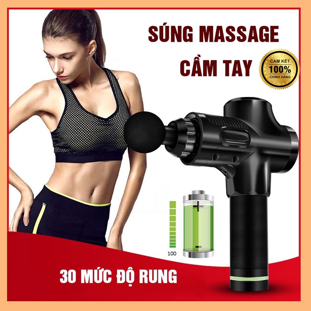 [BH Chính Hãng] Súng Massage Cầm Tay 6 đầu, 30 mức độ rung Cát Á EM009 - Thiết bị massage trị liệu - Điều trị căng cơ