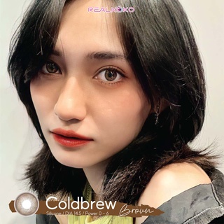 Kính áp tròng- Lens có độ cận ColdBrew Brown tự nhiên 14.5mm giãn tròng Hàn quốc Realkoko