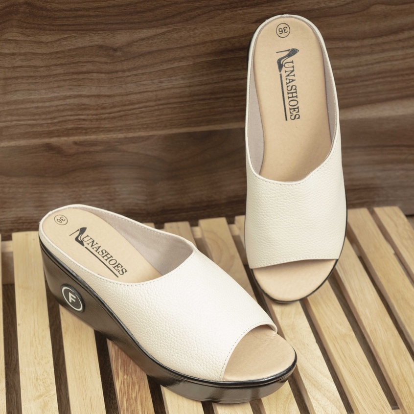 Dép sục nữ 5p dễ thương da bò mềm đế nhựa cao cấp LUNASHOES 6201 bảo hành 2 năm dễ phối đồ giày trung niên cho mẹ