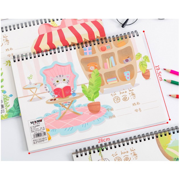 Sổ Vẽ Ký Hoạ Gáy Lò Xo Cao Cấp A4 Sketchbook Gáy trên