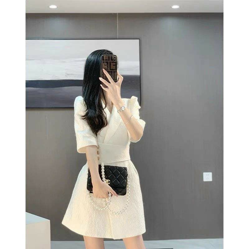 Đầm vest gấm công sở cao cấp