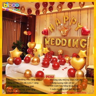 Combo set bóng trang trí phòng cưới, phòng tân hôn đẹp - biboodecor pc02
