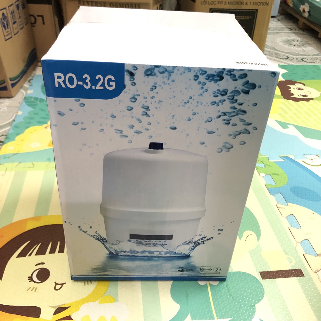 Bình áp nhựa 3.2G dung tích 8 lít cho máy lọc nước RO kèm van khóa