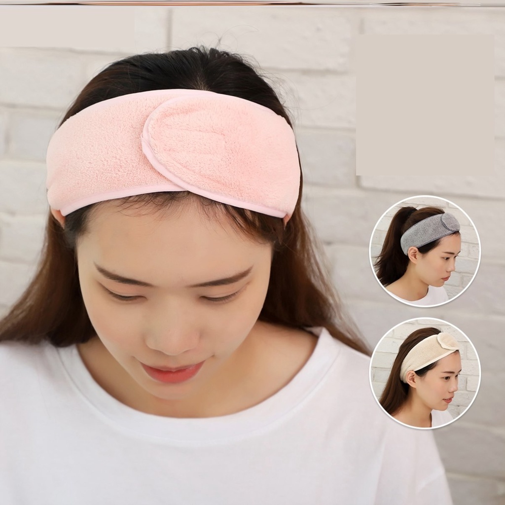 [Hàng mới về] Băng đô cài tóc cố định tóc khi rửa mặt/ mút trang điểm bằng vải sợi micro chất lượng cao