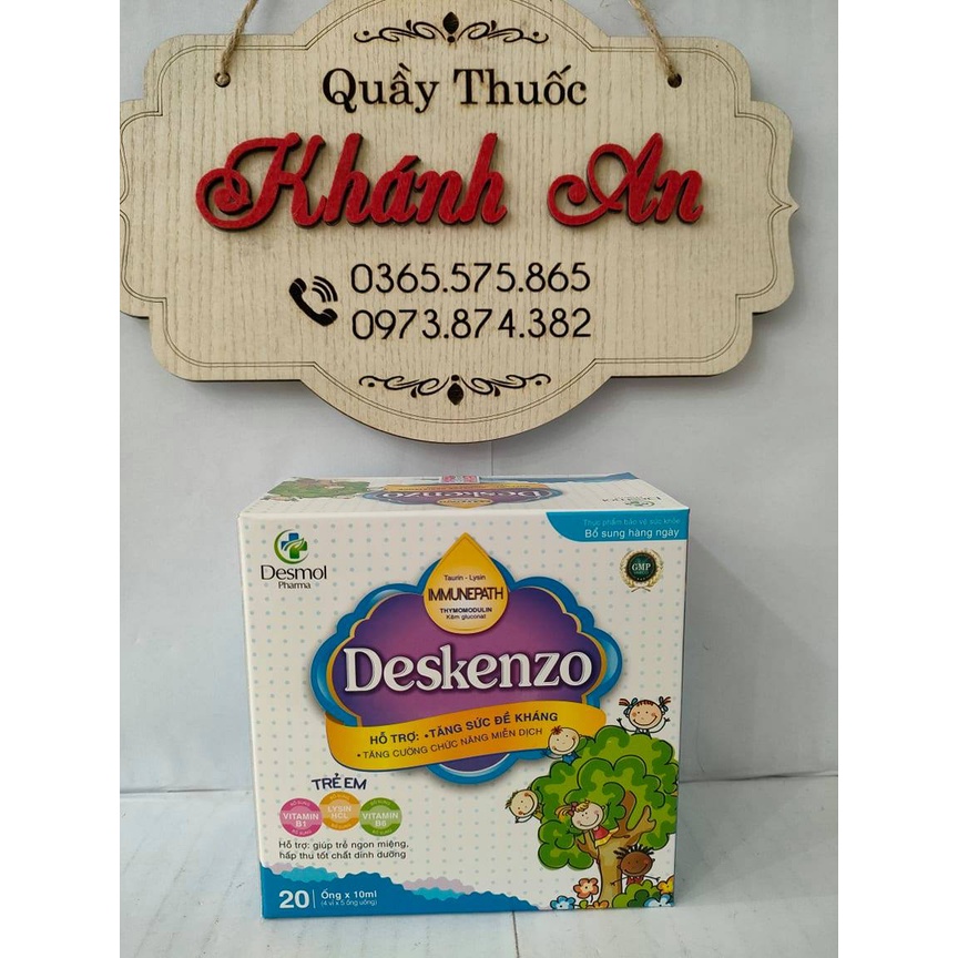 Tăng sức đề kháng cho bé, tăng cường hệ miễn dịch, nâng cao sức đề kháng, hồi phục nhanh, hết ốm vặt Deskenzo hộp 20 ống