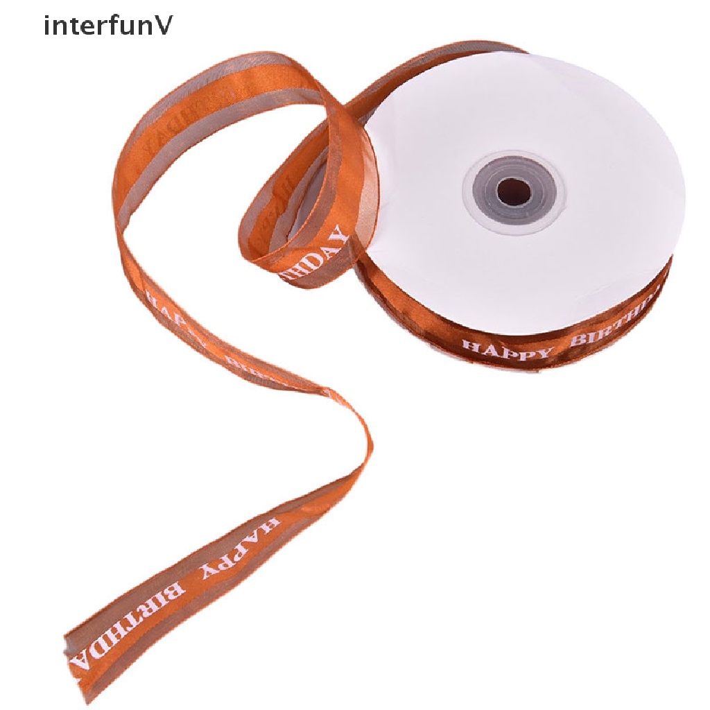 [InterfunV] Cuộn Dây Ruy Băng Polyester In Chữ Happy Birthday Gói Quà Tặng Sinh Nhật DIY