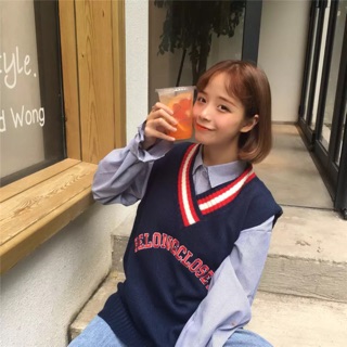 Ulzzang áo gile len