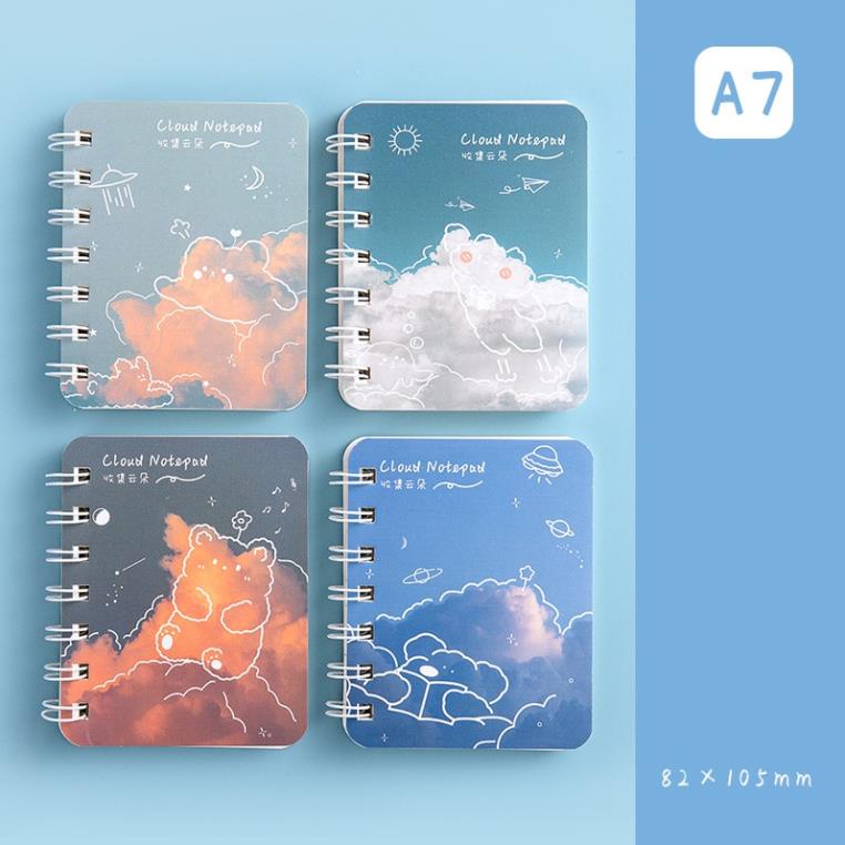 Sổ tay mini SOLANO sổ còng ghi chú A7 họa tiết cute dễ thương nhiều màu SN-001375