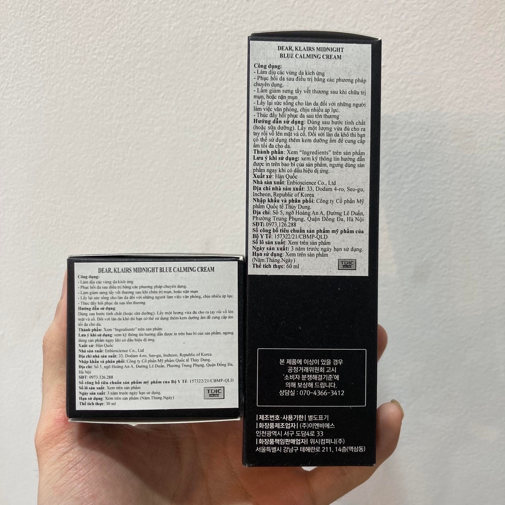 1 tặng 1 Kem dưỡng Klairs Midnight Blue Calming Cream