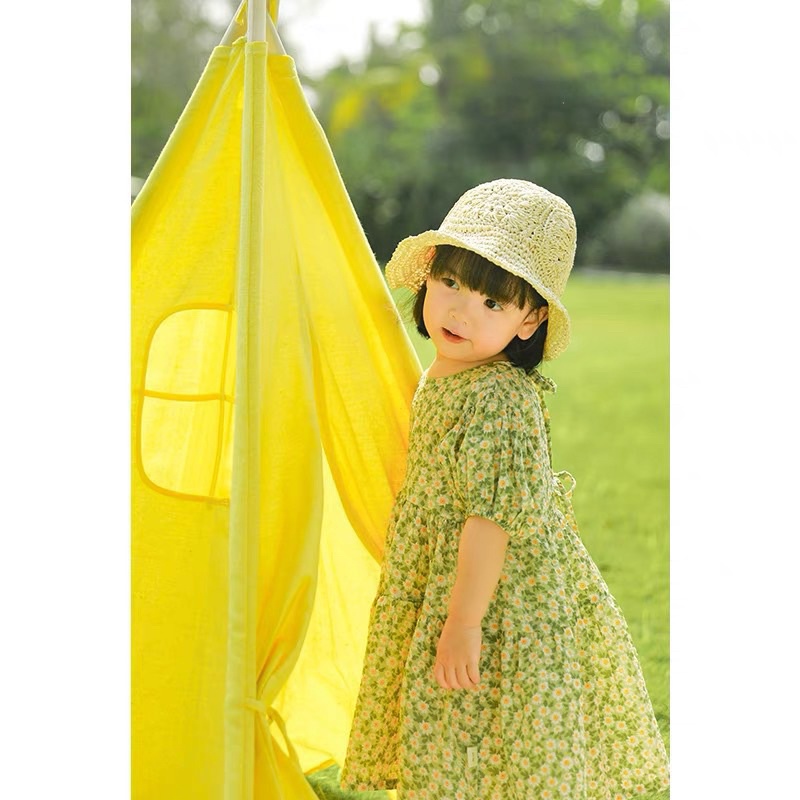 Váy thô hoa xanh Melisa-HÀNG SALE KO ĐỔI TRẢ