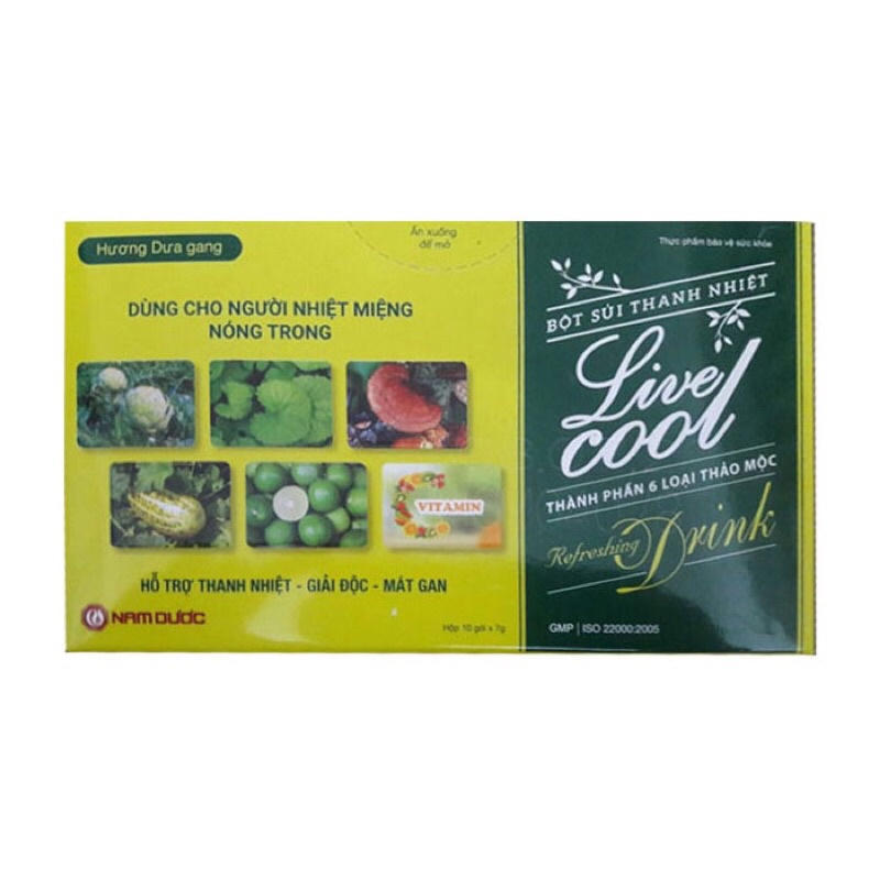 Bột sủi thanh nhiệt Nam Dược Live Cool (Dưa gang) 10 gói bột sủi bột tan có đường