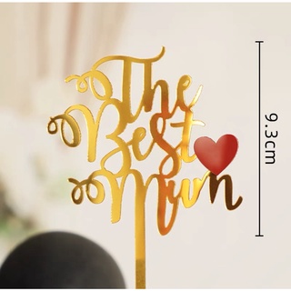 Que cắm mica The Best Mum + tim đỏ
