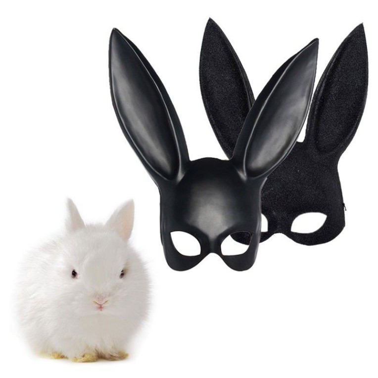 Mặt Nạ Cosplay Sexy Thỏ Tai Dài Màu Đen Halloween Hóa Trang Có Dây Đeo Quanh Đầu