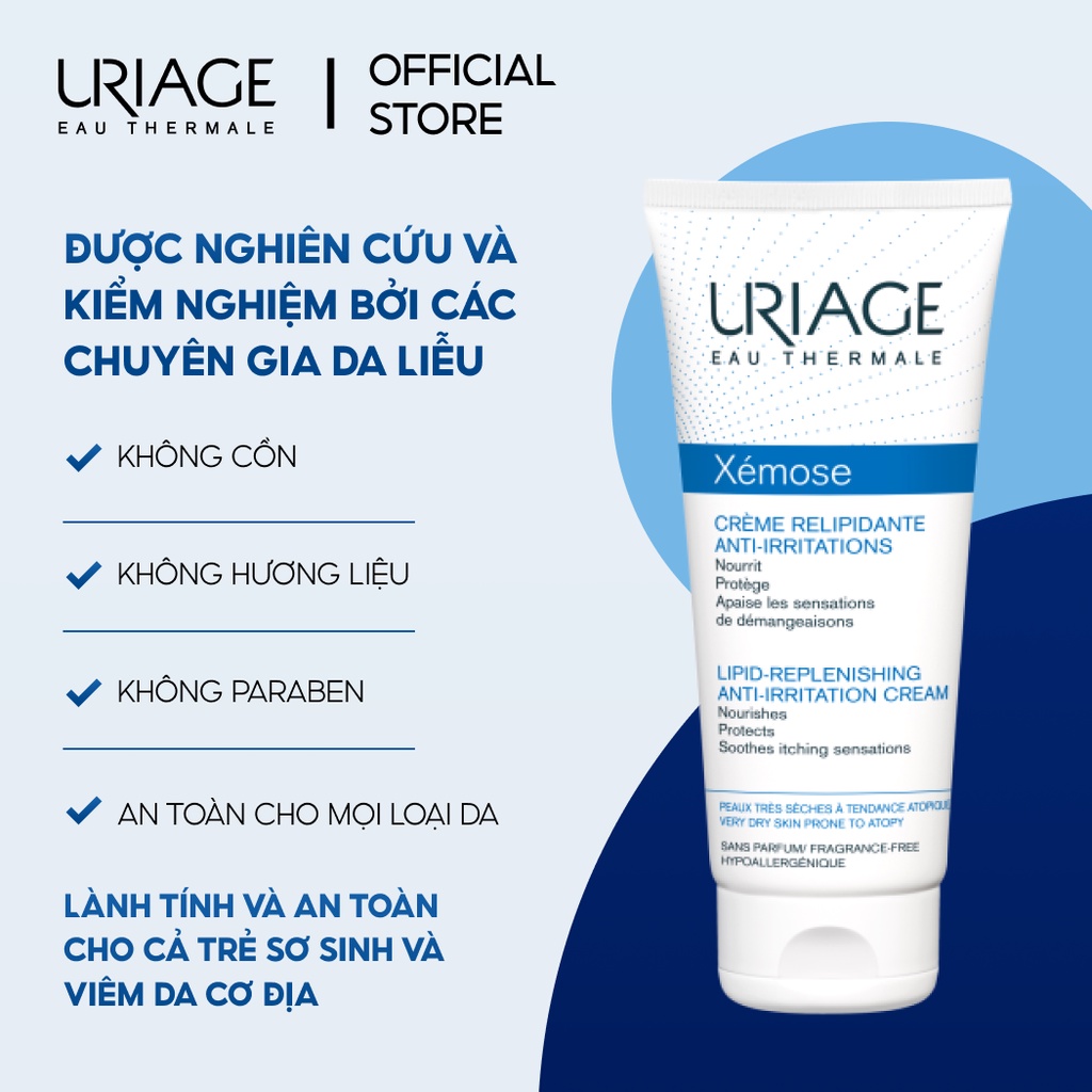 Kem hỗ trợ điều trị da khô, viêm da cơ địa, chàm URIAGE XEMOSE CREME RELIPIDANTE ANTI-IRRITATIONS 200ml