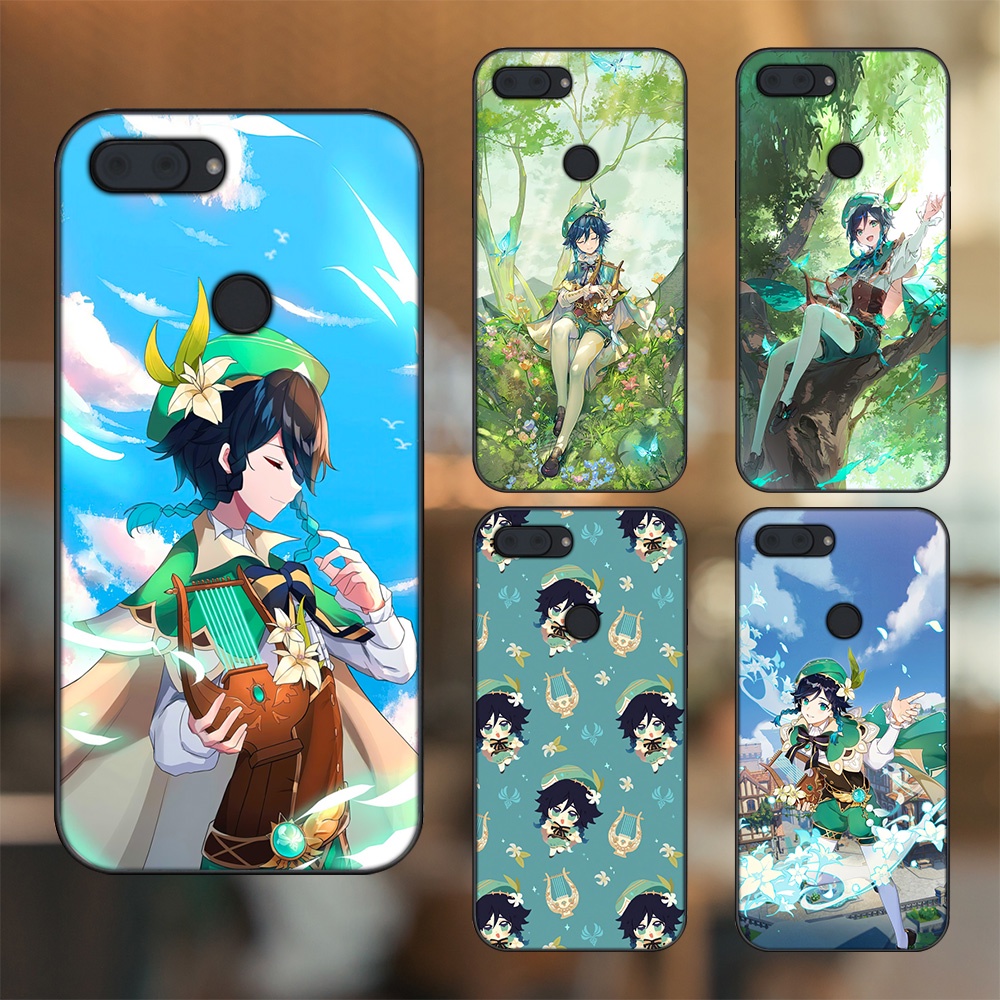 Ốp lưng Xiaomi Mi 8 Lite viền đen in hình Venti Genshin Impact